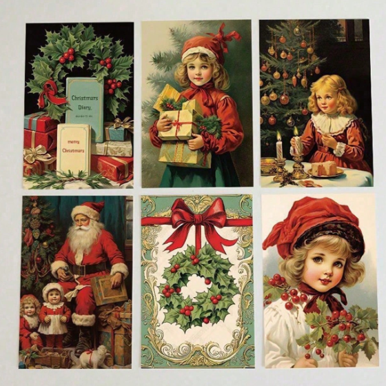 10 Pcs Vintage Christmas Greeting Cards Set