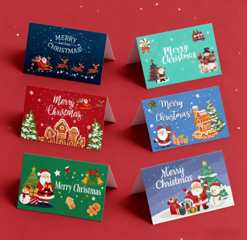 Christmas Greeting Cards 6-Pack With Envelopes & Stickers - 6 Unique Merry Christmas Designs