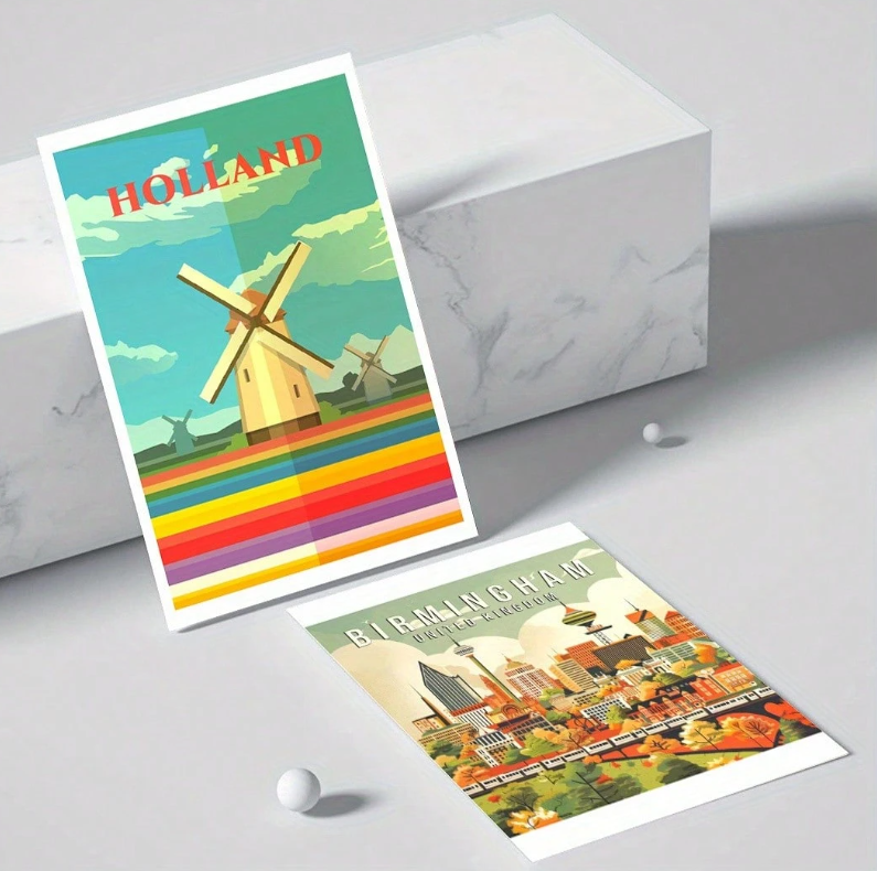 24-Piece Vintage World Landmarks Postcard Set