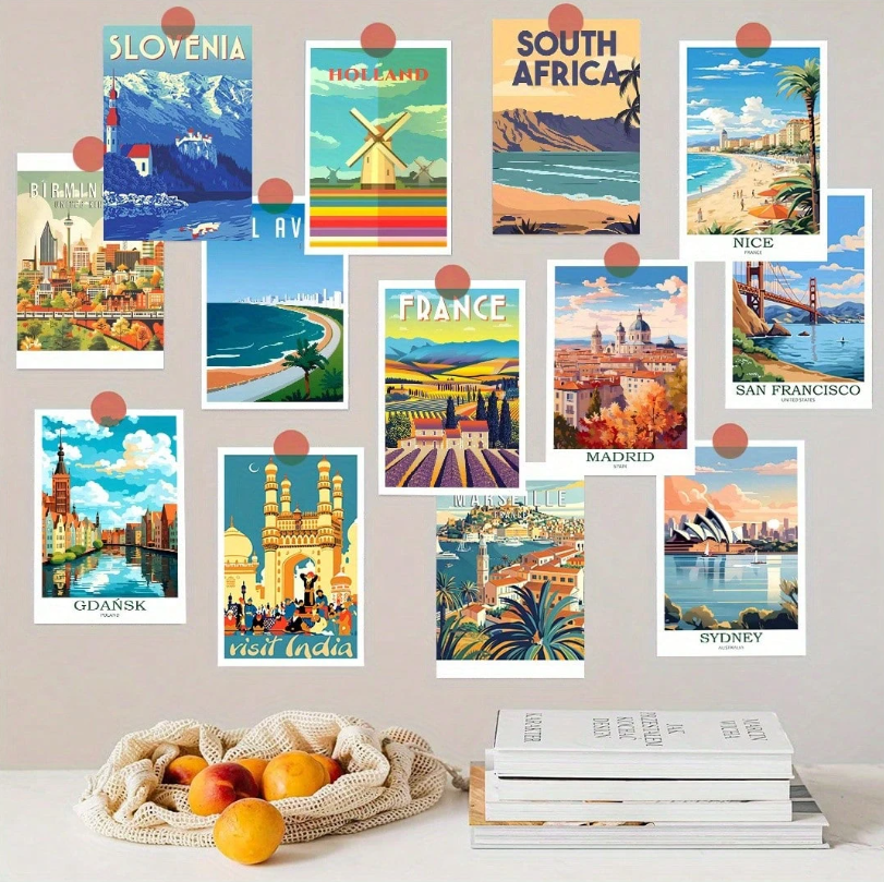 24-Piece Vintage World Landmarks Postcard Set